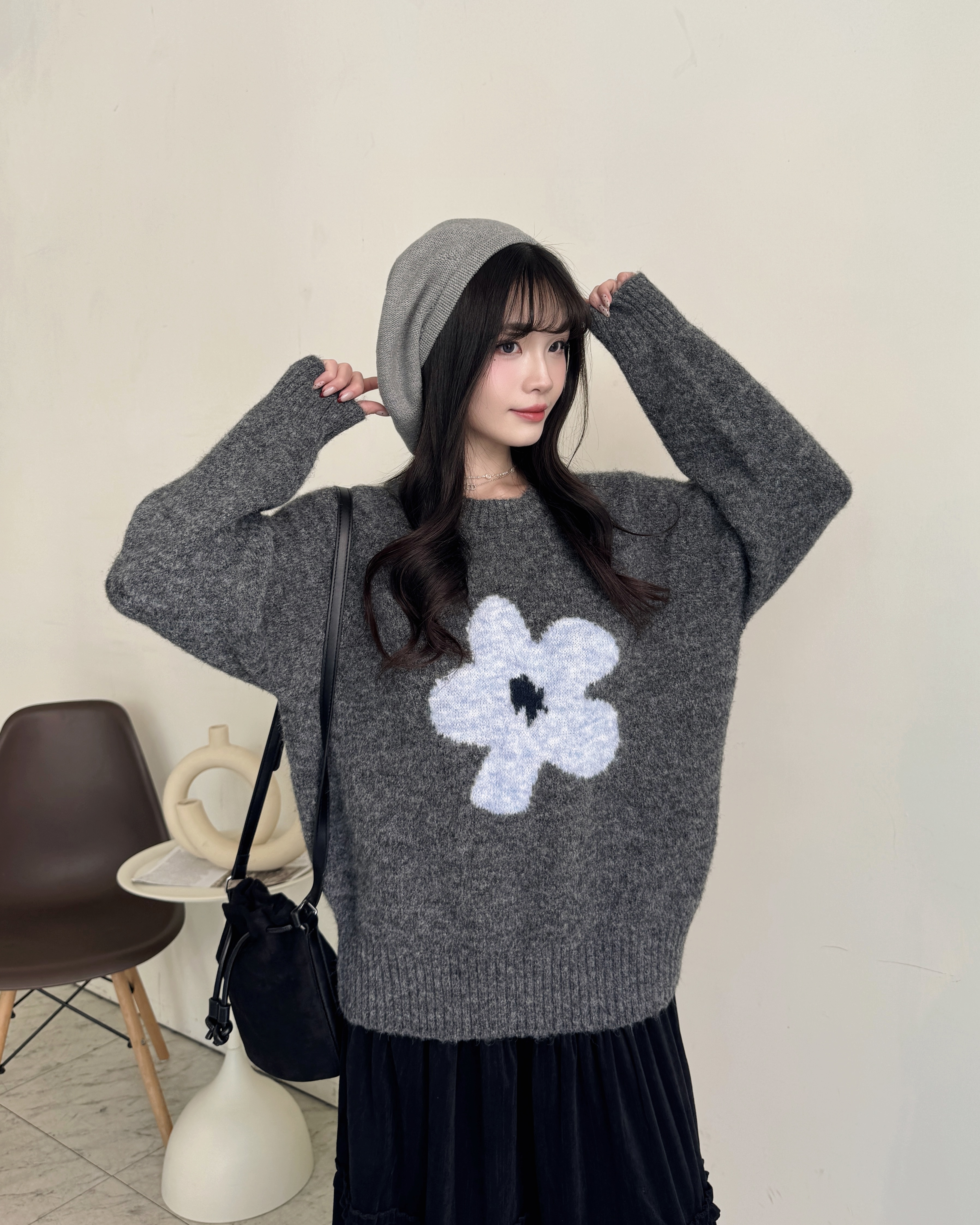 可愛花花針織上衣-5134