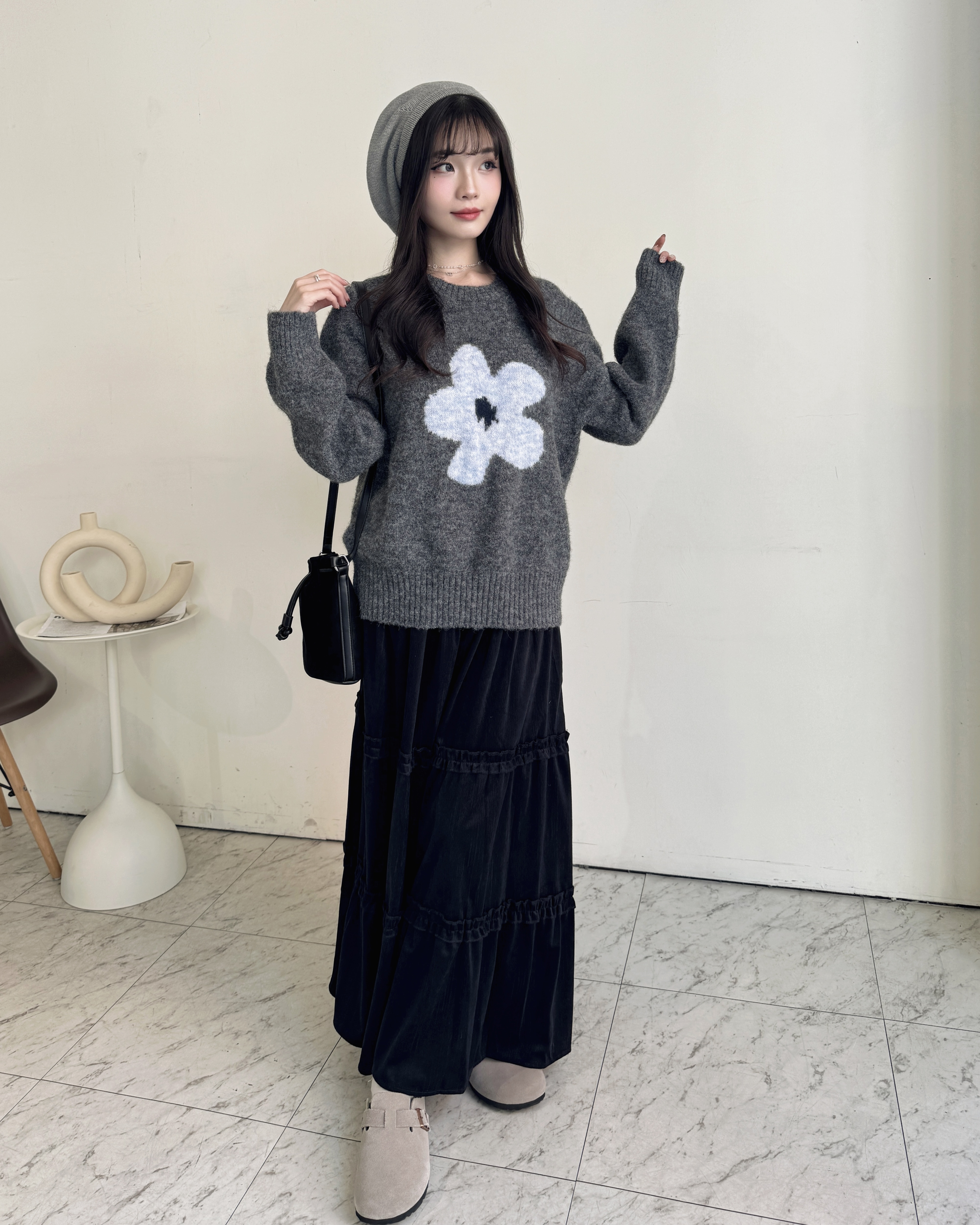 可愛花花針織上衣-5134