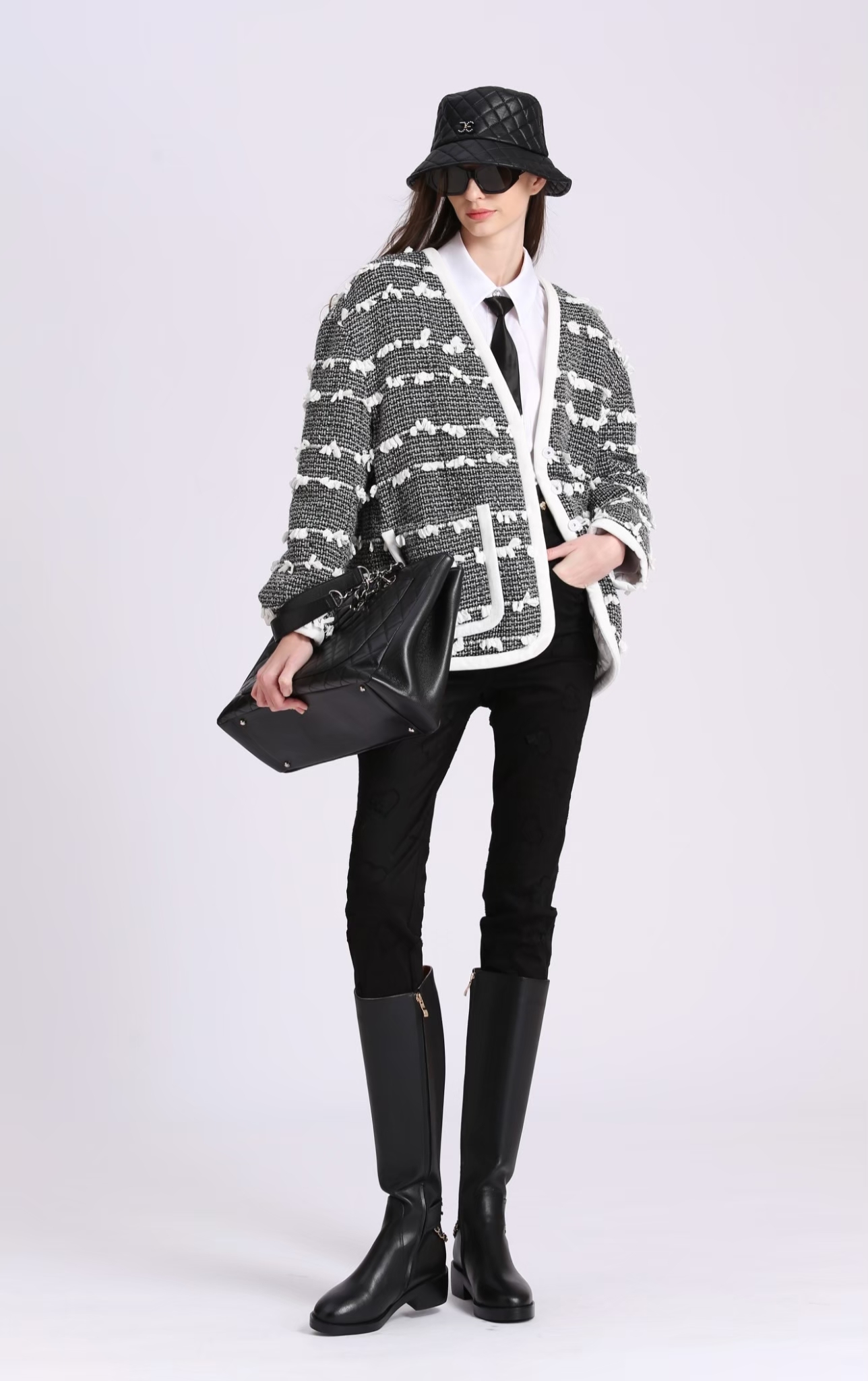 BD15067D1 雙色織語立體紋路毛呢外套