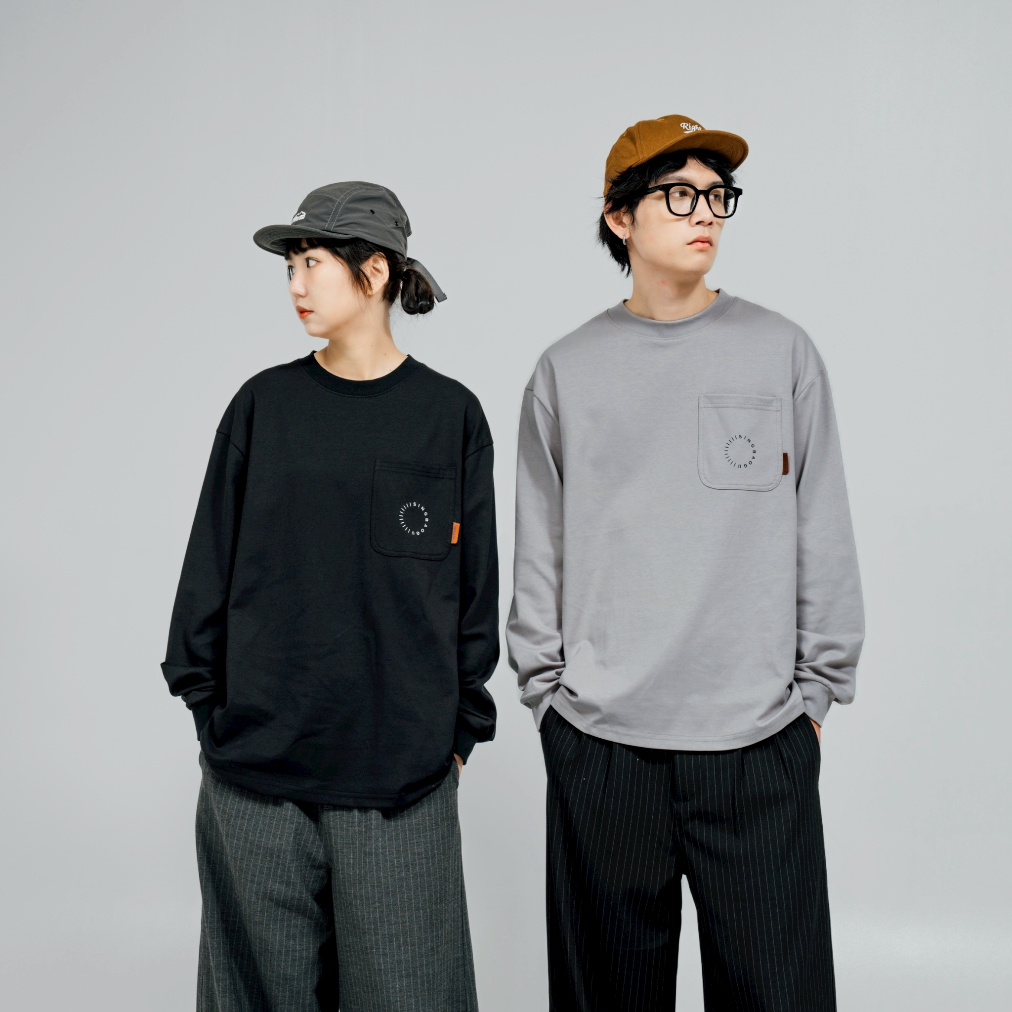 SBG 圓弧印花口袋吸濕排汗長T SB0338