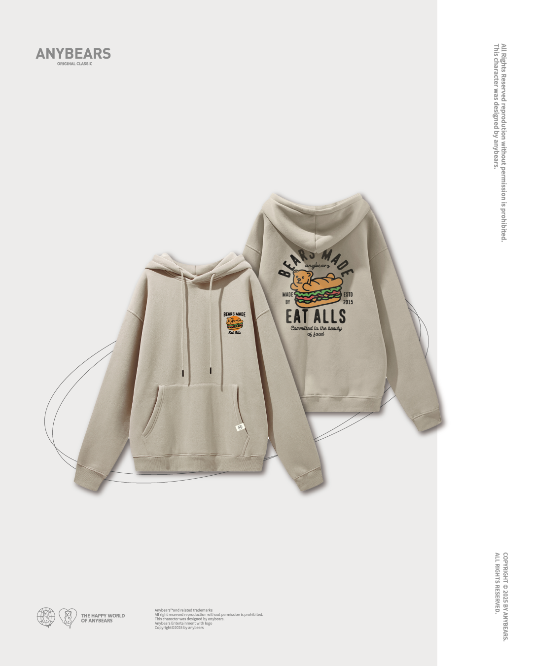 AB-CLS® 潛艇堡熊重磅刷毛帽T-C10 Submarine sandwich BEAR Hoodie