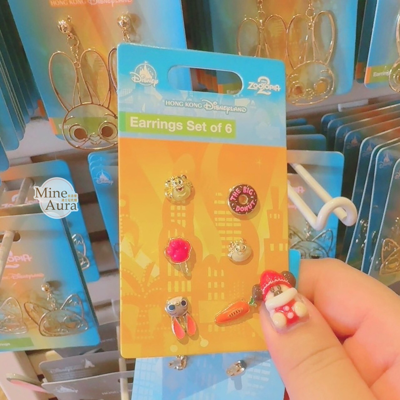 動物方城市 Zootopia 胡蘿蔔 腳丫 甜甜圈 大頭造型耳環 6入組 首飾 -香港迪士尼樂園