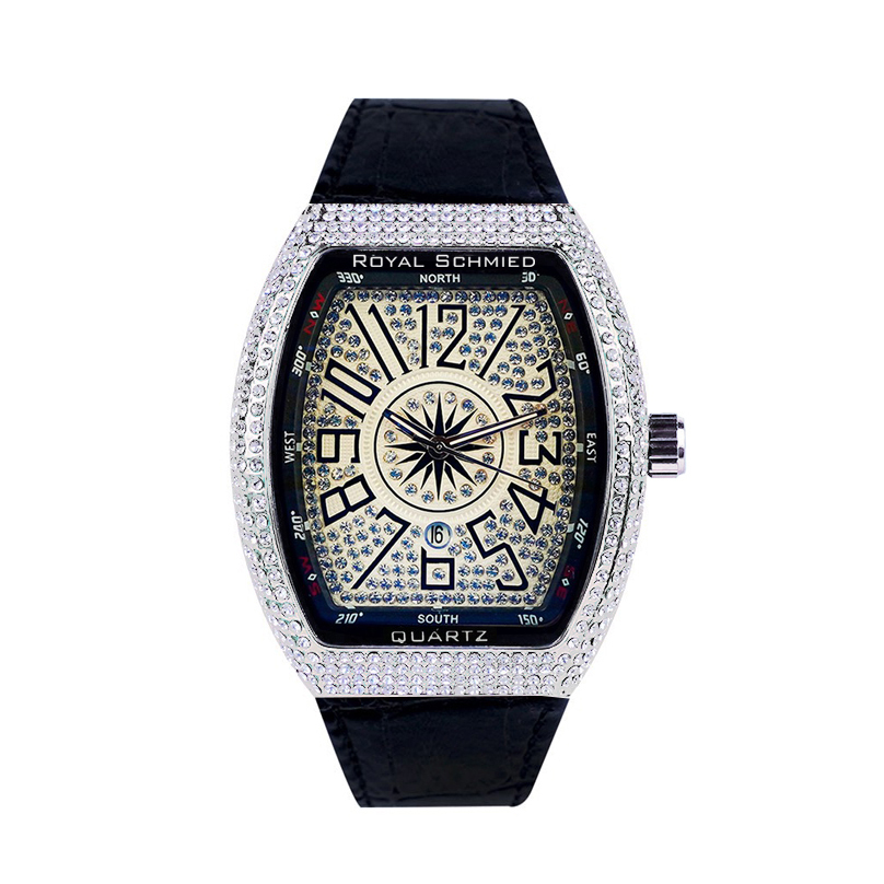【Royal Schmied 皇家施米德】RYS-C003 帶日期 晶鑽錶殼錶盤 夜光指針 酒桶型 石英錶-