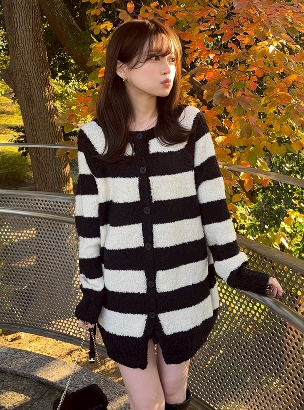 日本GRL 🇯🇵 前後雙向條紋針織罩衫