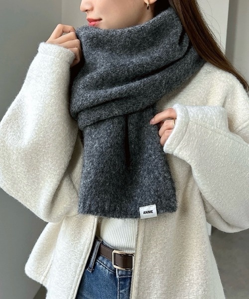 ANME / Wool blend mohair-like long scarf