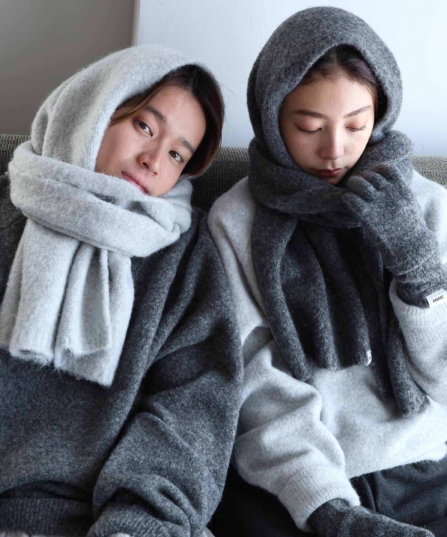 ANME / Wool blend mohair-like long scarf