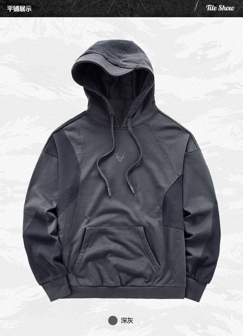 𝙏𝙀𝘾𝙃𝙒𝙀𝘼𝙍 華夫格拼接解構設計連帽衫