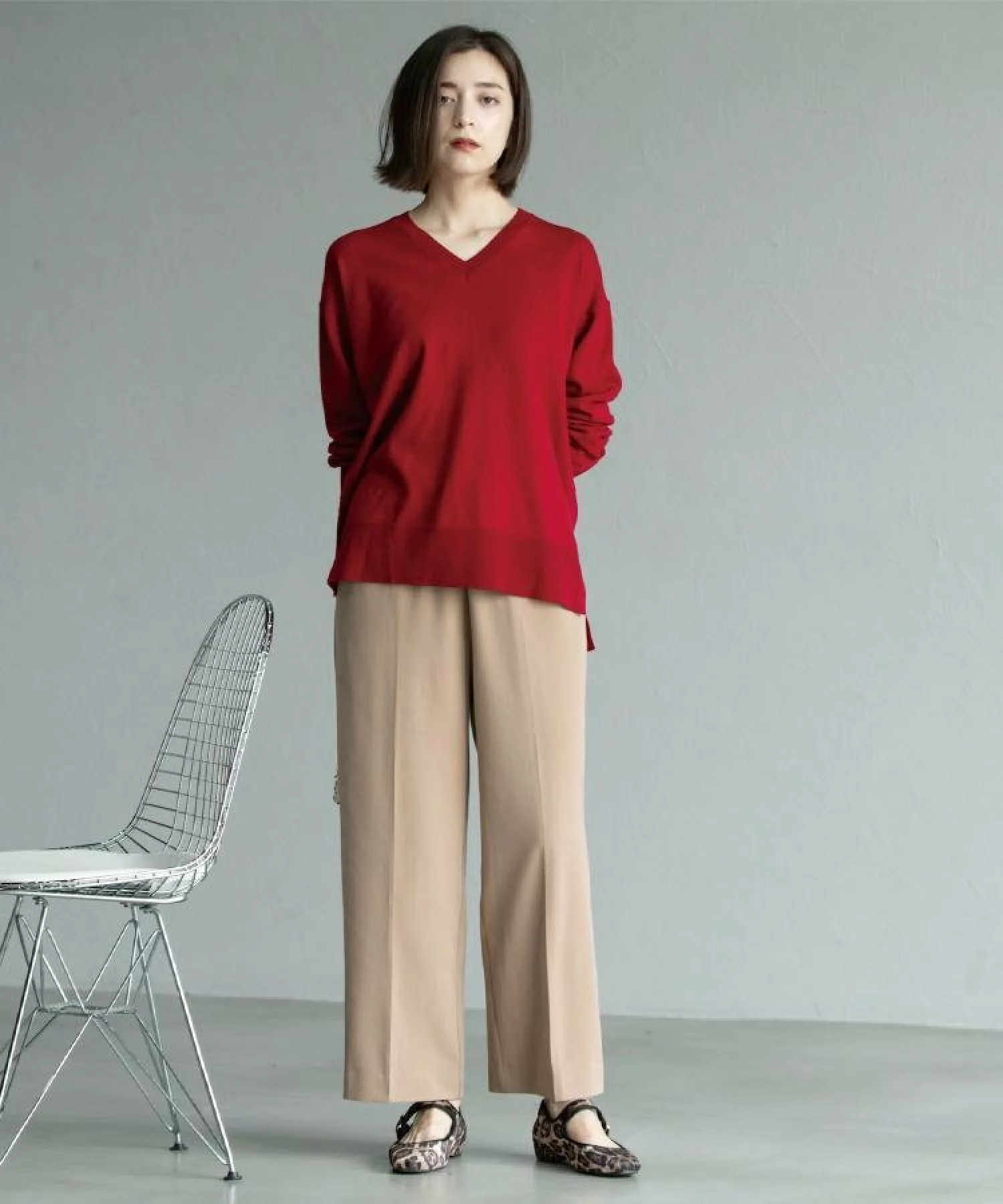 [現貨] OPAQUE.CLIP 暖感舒適寬褲【可機洗／彈性材質】駱駝棕L