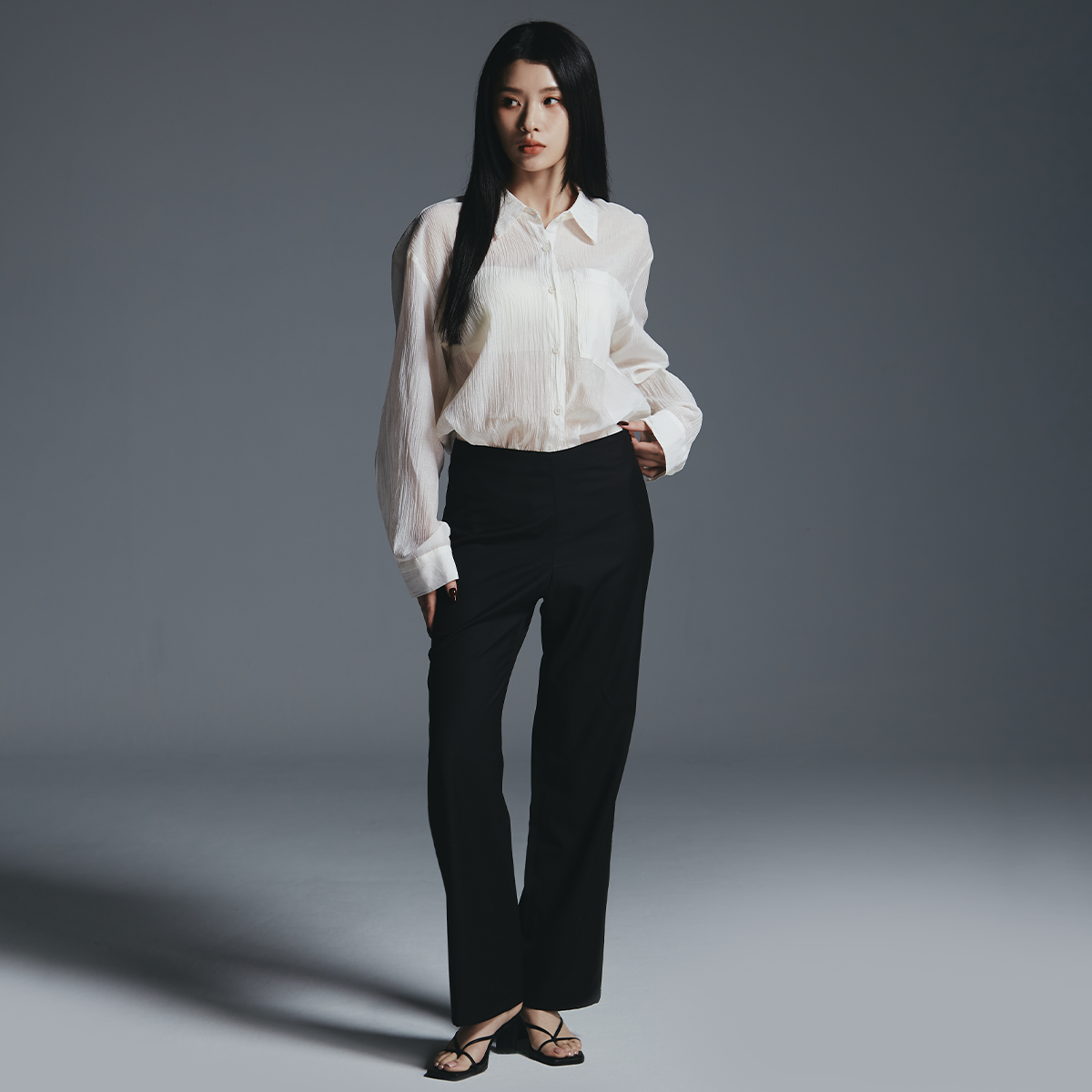 羊毛直筒西裝長褲