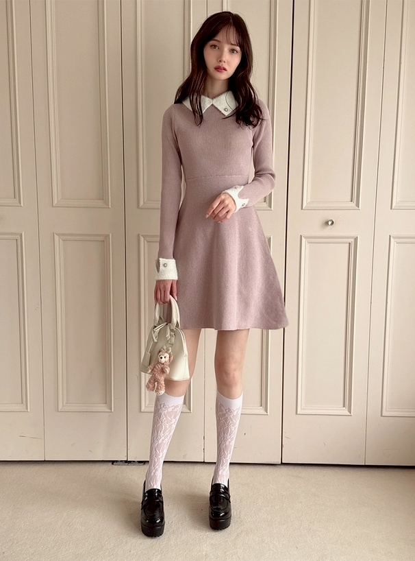 日本GRL 🇯🇵毛茸茸的彩色羅紋針織洋裝  兩色