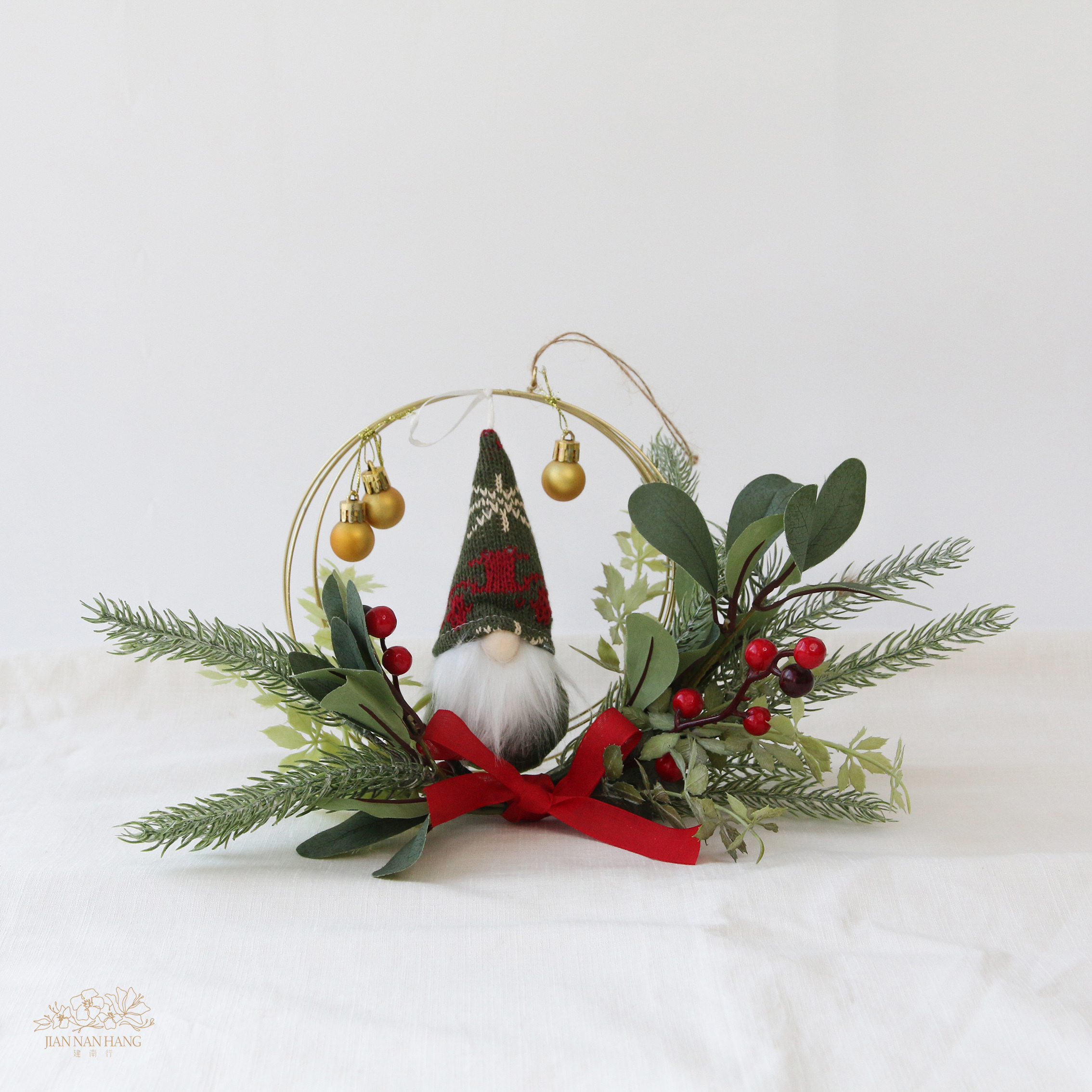 裝飾 聖誕老公公掛飾花圈 2款