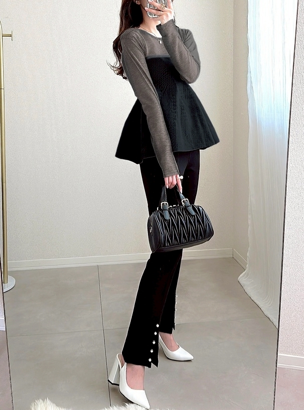 日本GRL 🇯🇵 亮片薄紗拼接褶邊針織束腰上衣 三色