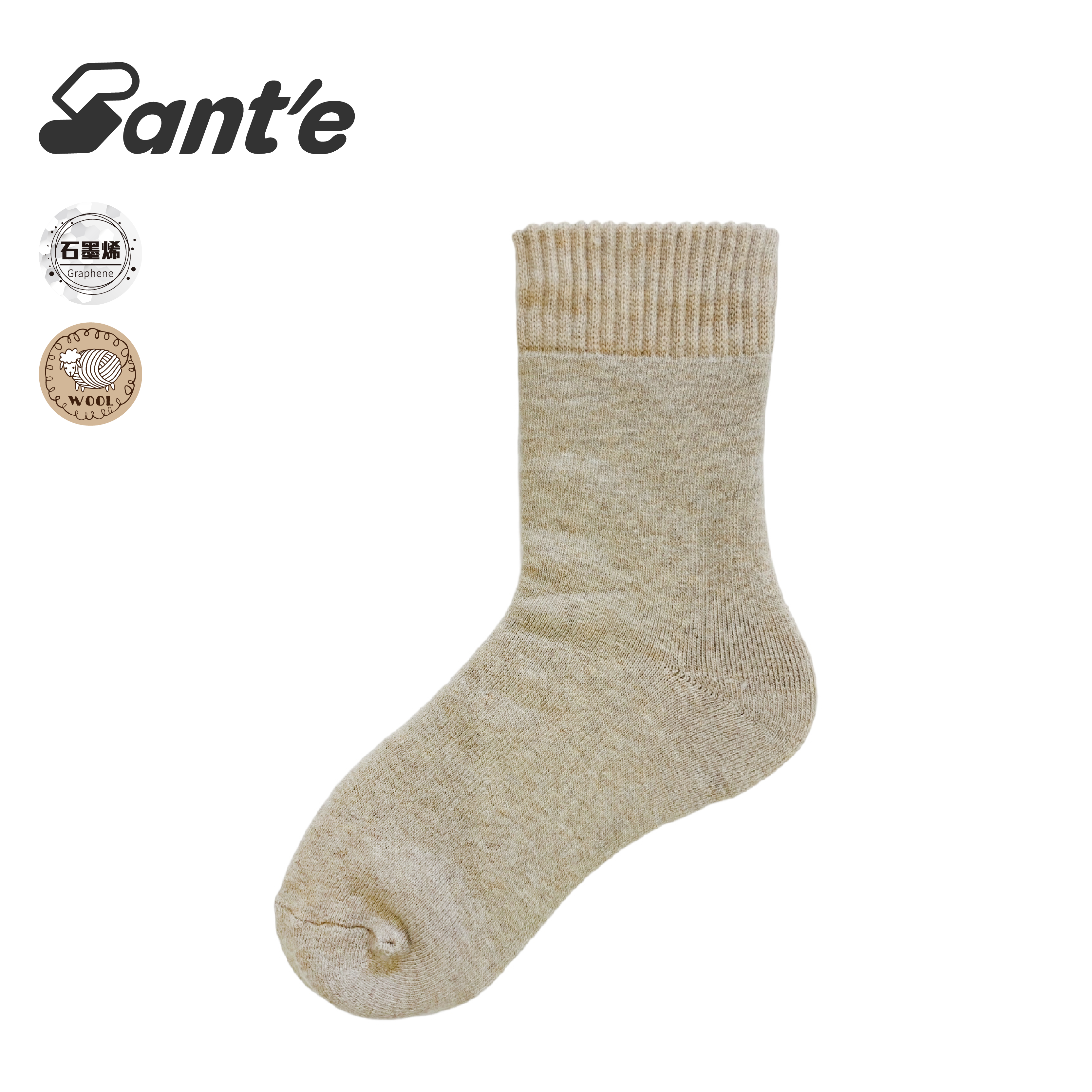 Santé 台灣 石墨烯抗臭中筒羊毛襪  (4色) 44SA7815