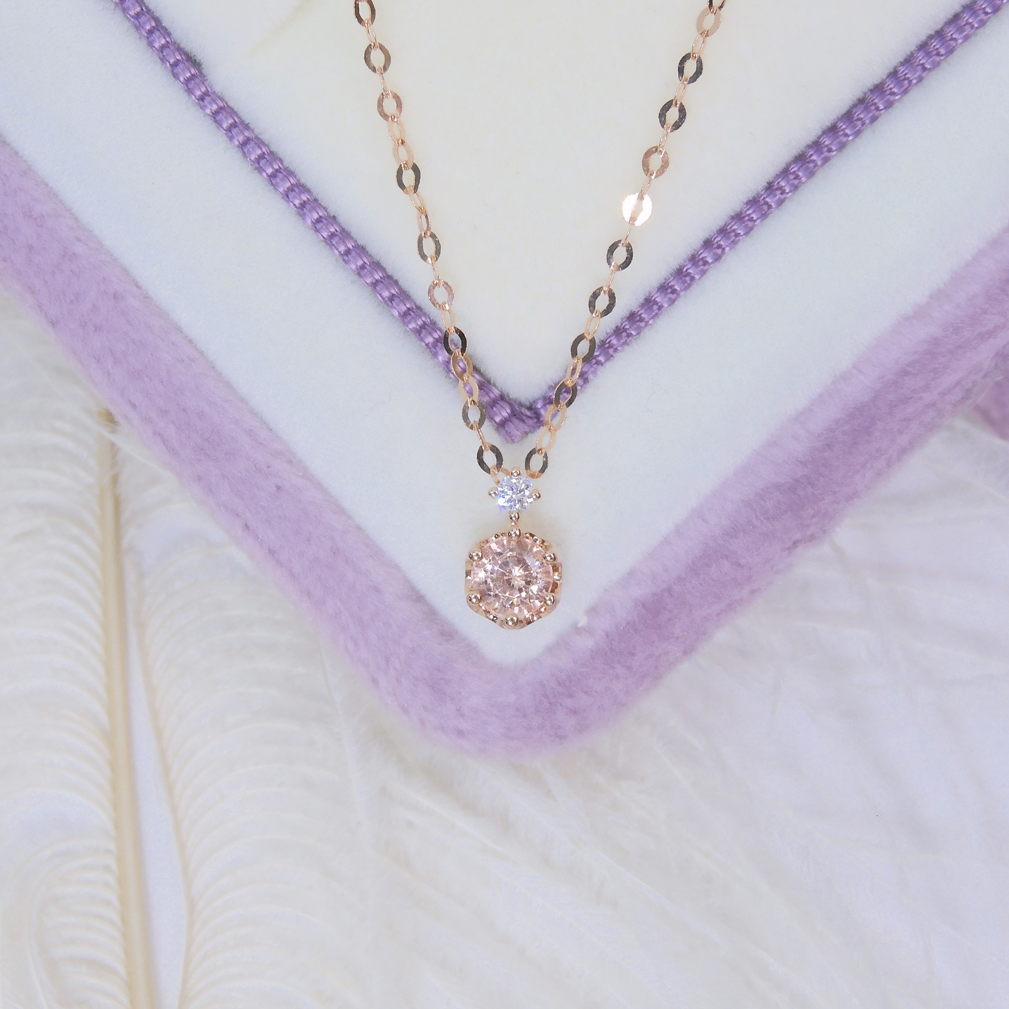 訂製 18K金 0.35ct 彩色藍寶石項鏈