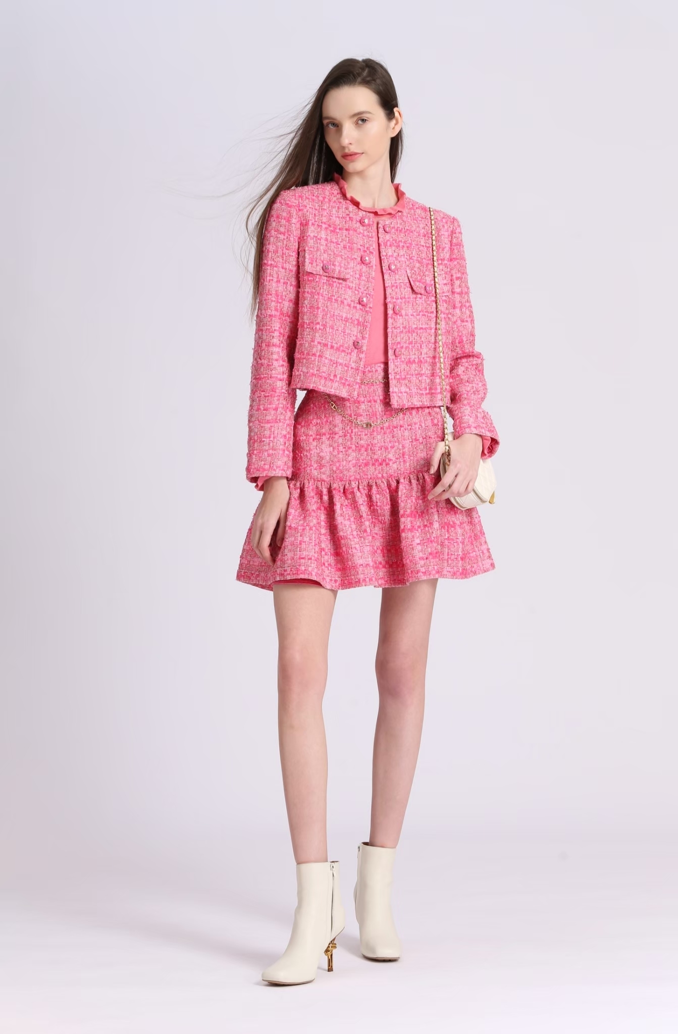 BD15055C1 玫瑰粉紅小香魚尾短(附腰鍊)