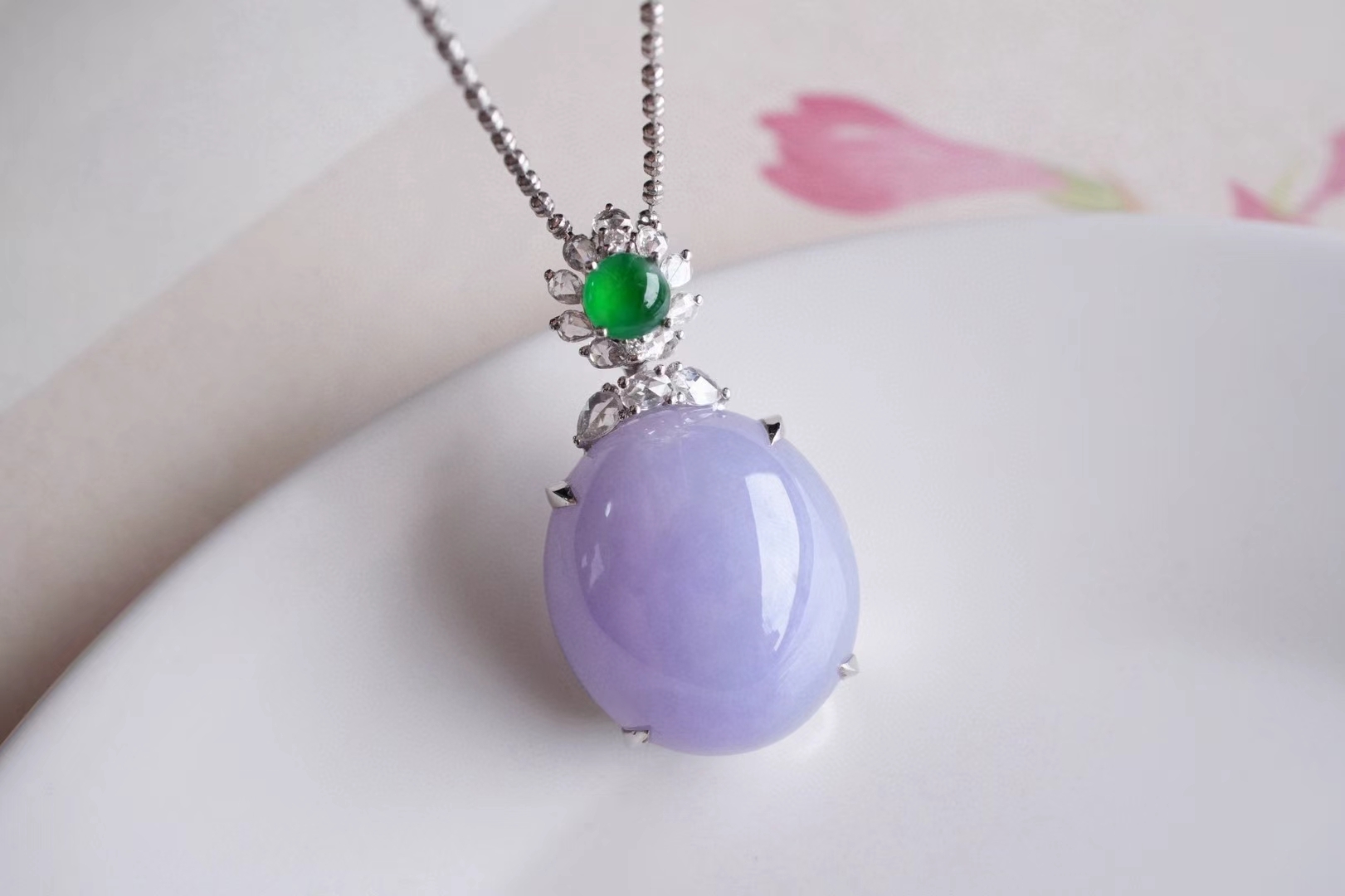 翡翠冰紫羅蘭鴿子蛋吊墜,天然翡翠A玉, 緬甸玉, Jade, Jadeite