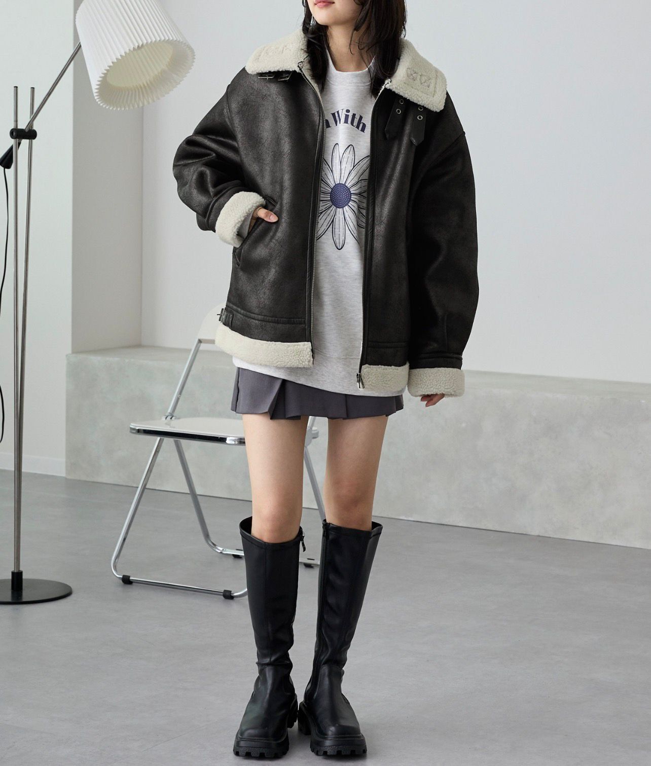 【預購】JN111921 MONO-MART 短款/中長款&nbsp;仿羊羔絨夾克