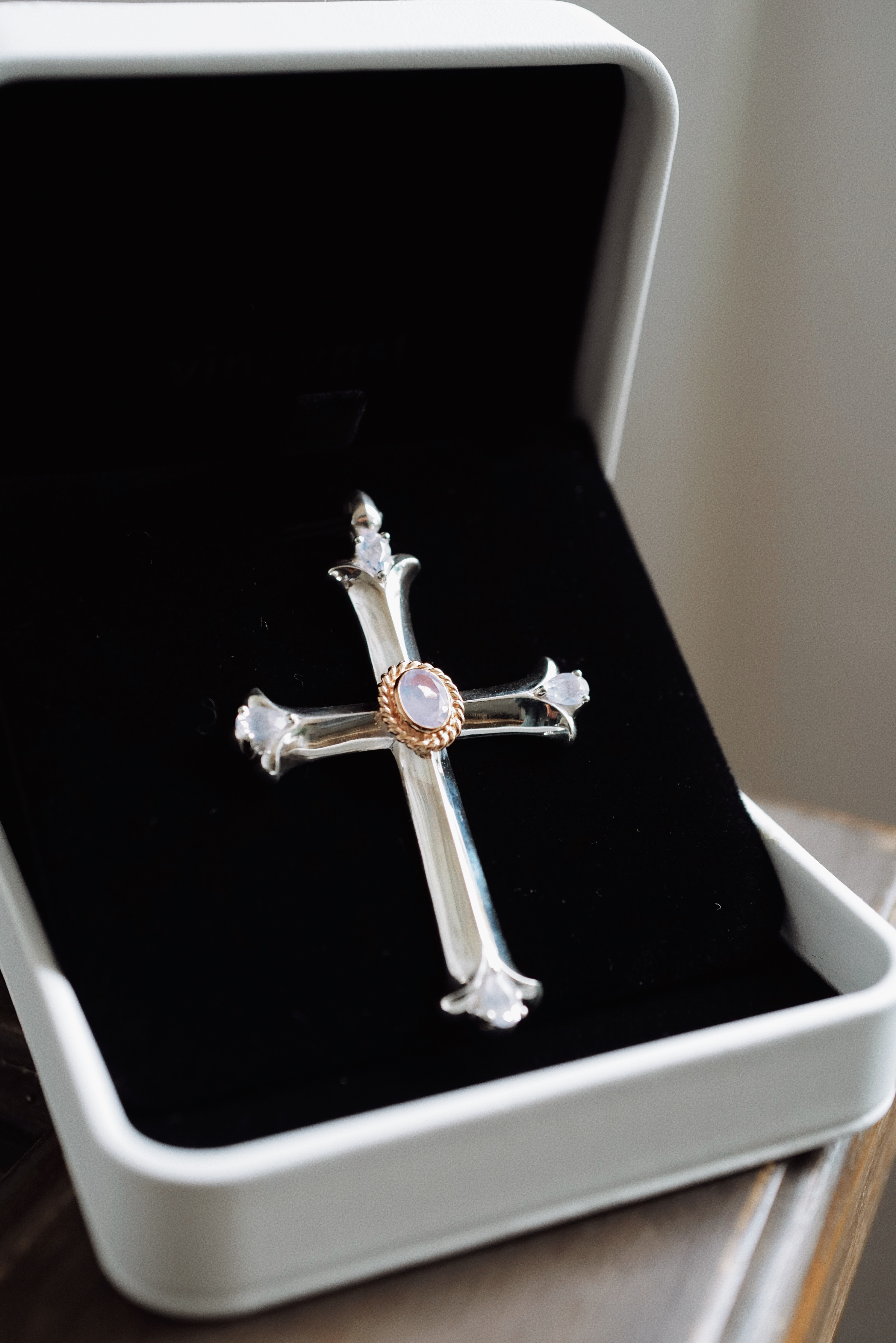 K20玫瑰金繩薰衣草紫晶/水滴型薰衣草紫晶*4 十字架＊