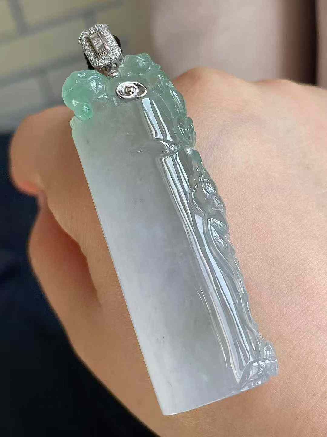 翡翠高冰印章無事牌吊墜,天然翡翠A玉, 緬甸玉, Jade, Jadeite