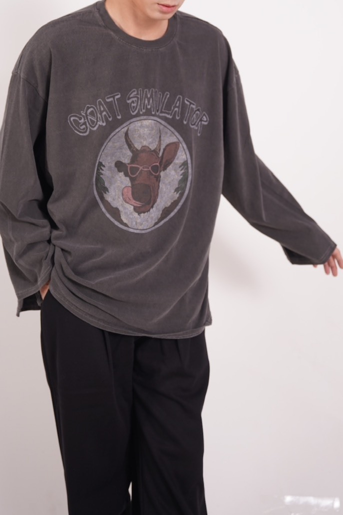 麋鹿八分袖開岔薄長袖