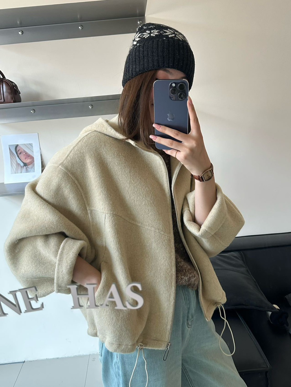 LYS-慵拉機車款式羊絨雙面外套