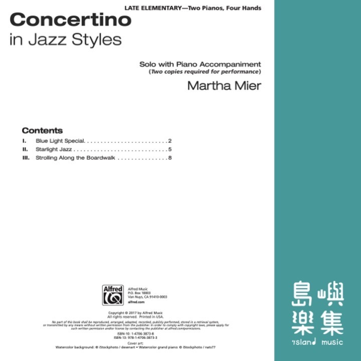 Concertino in Jazz Styles | Solo with Piano Accompaniment | 2 Pianos, 4 Hands