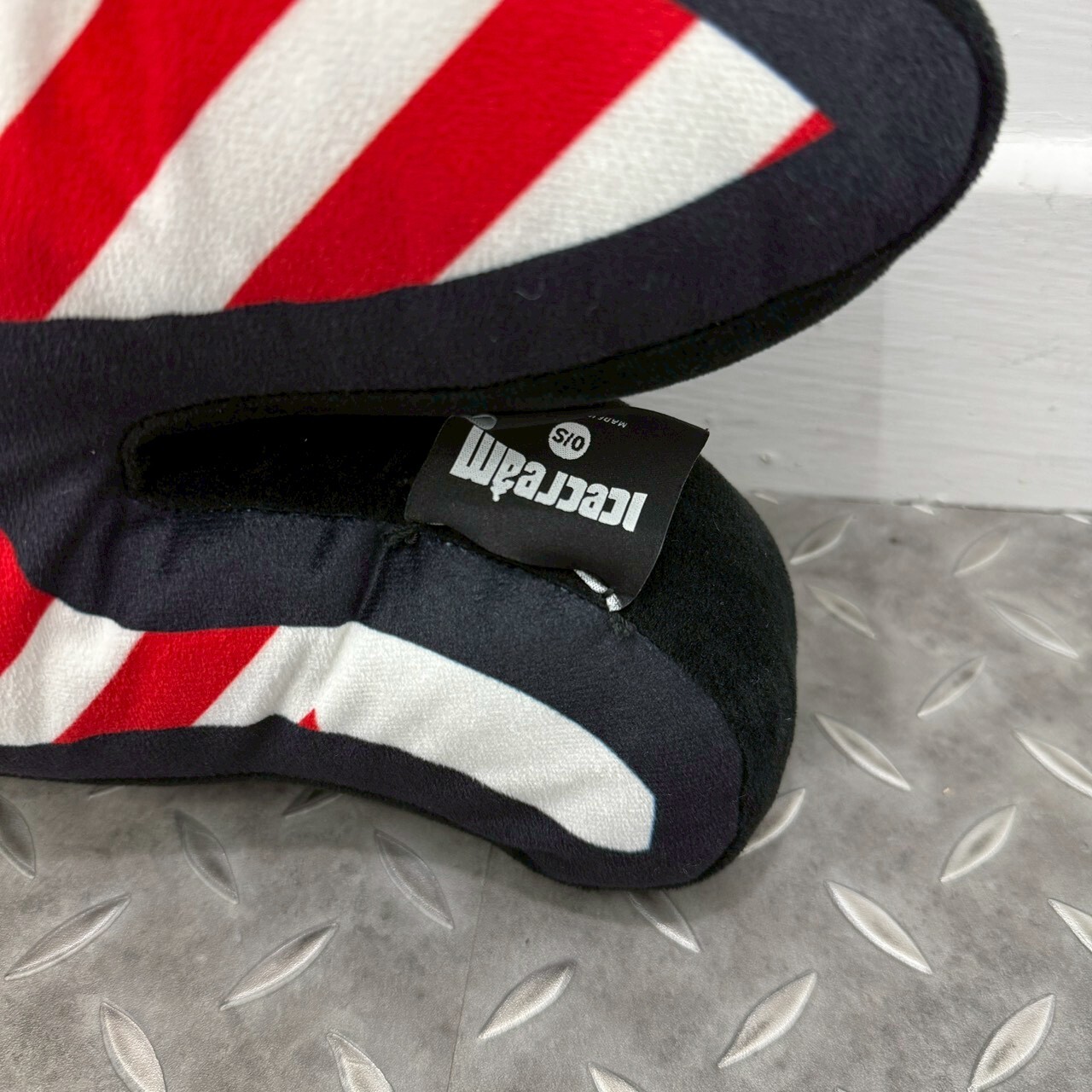 BBC icecream running dog pillow RED X WHITE