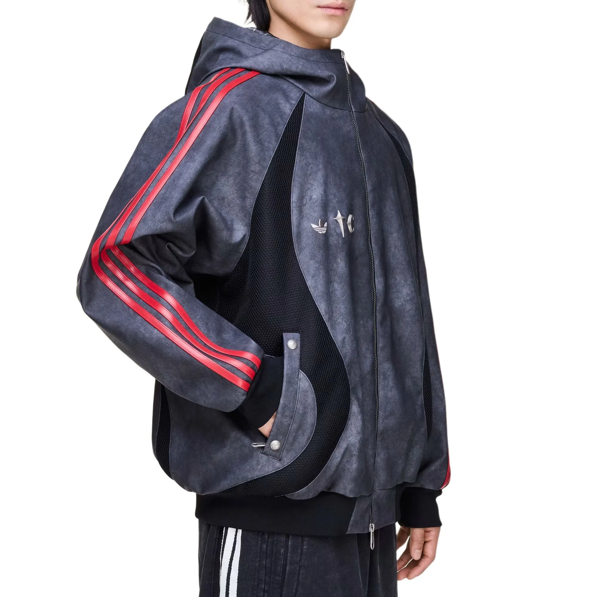 【代購】adidas Originals x THUG CLUB 聯名｜TG LTHR JKT 連帽運動拉鍊外套｜男女同款