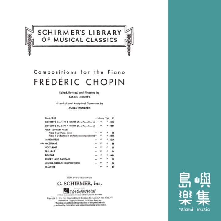 Chopin Mazurkas | Schirmer Library of Classics Volume 28