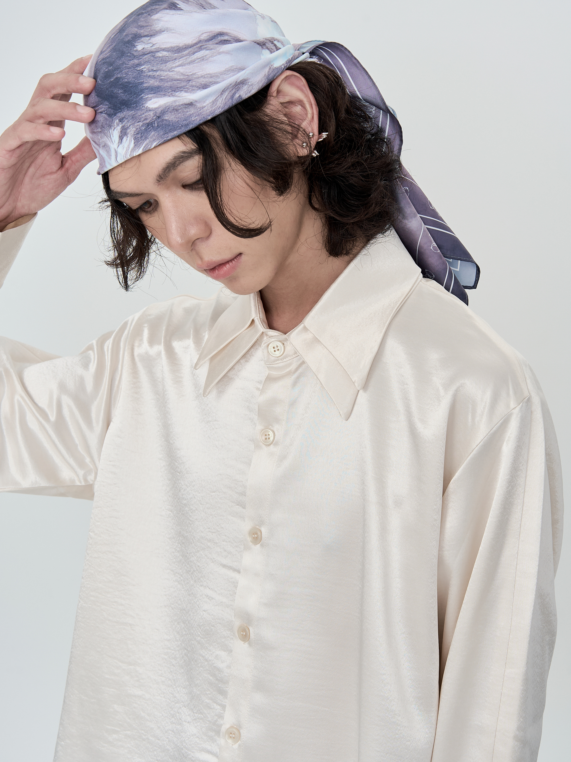 INN X RO(0) -AETHER WINGS天使羽雙領光澤襯衫-白