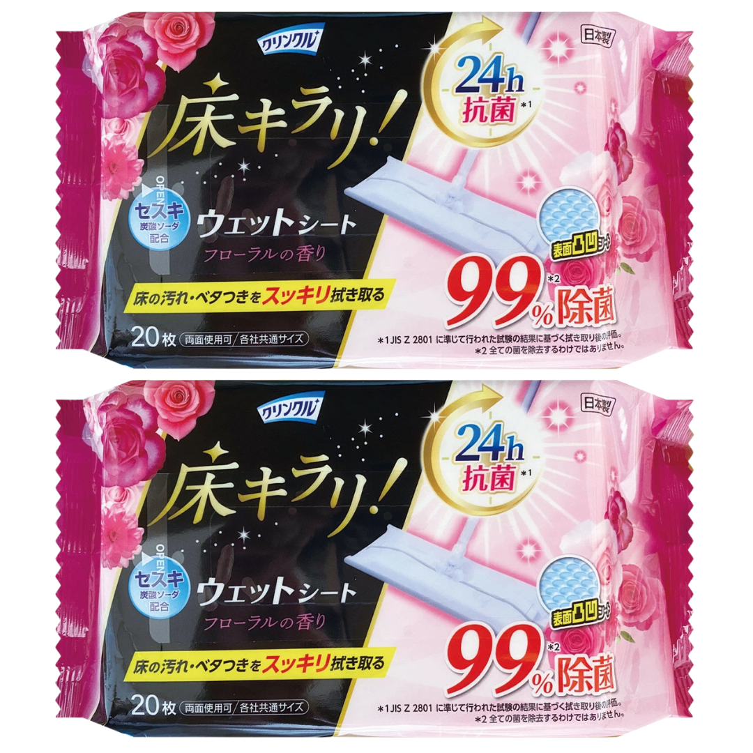 日本地板除菌濕紙巾 花卉香氣 24小時抗菌 20張 X 2