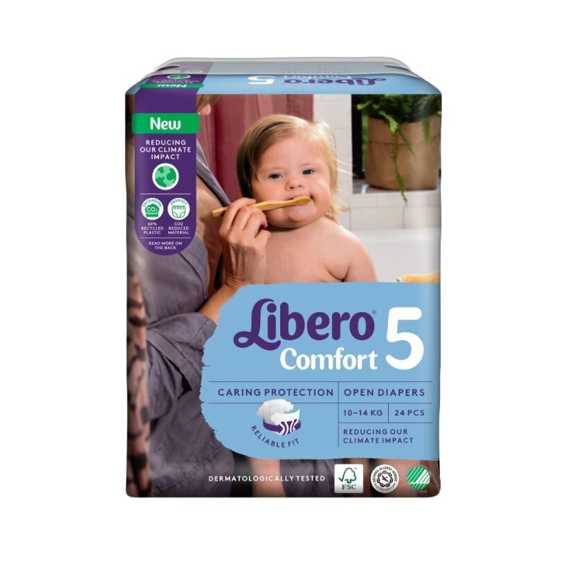 麗貝樂 Libero｜Comfort｜嬰兒黏貼型紙尿褲／尿布 (5號) L 24片x8包／箱