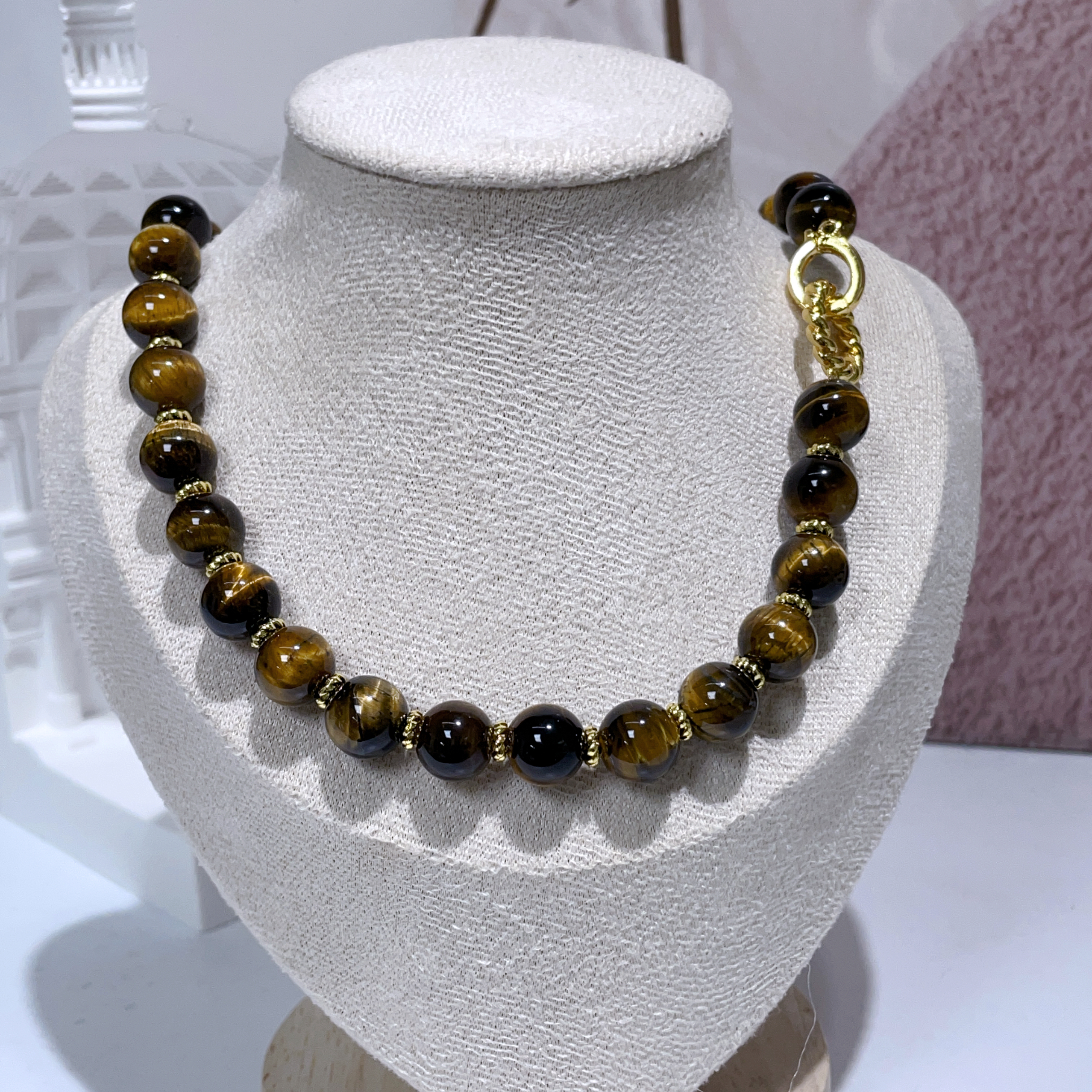 黃虎眼頸鏈 10mm/50cm