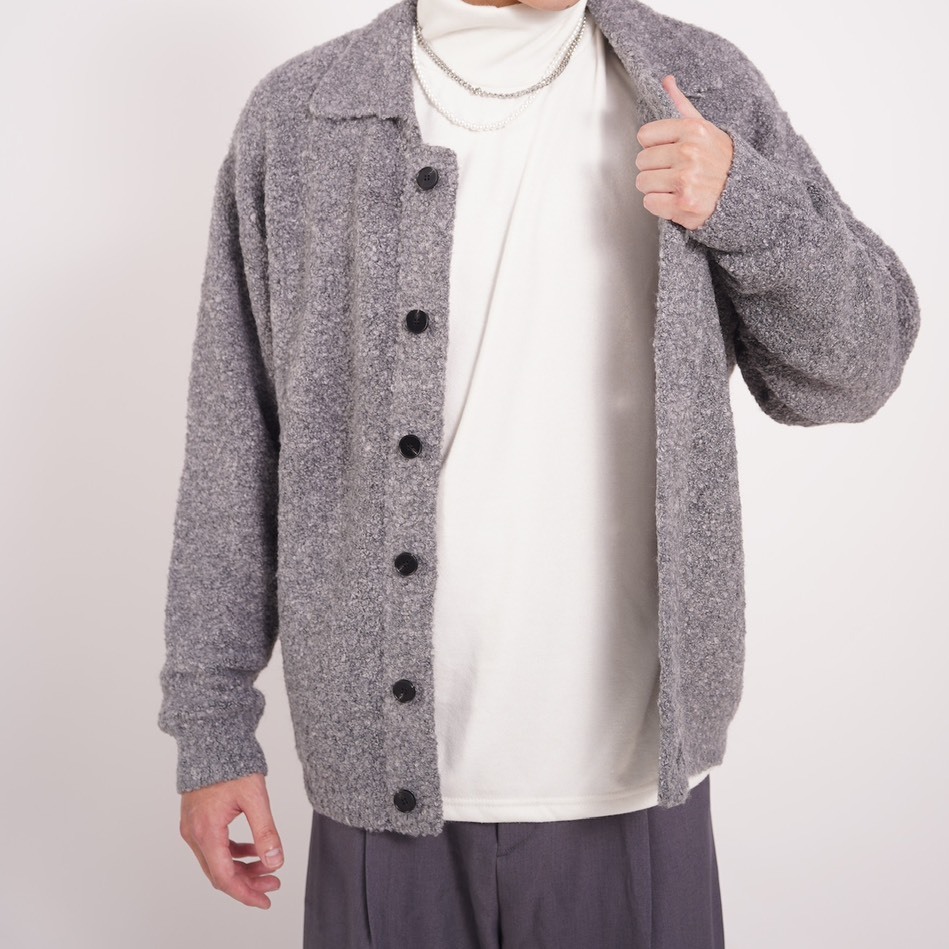 搖粒絨領扣毛衣外套