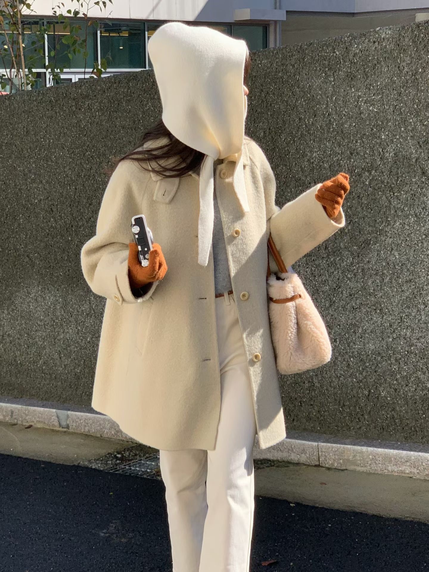 #228N616 冬日街頭氛圍 8-90  ຳ/｡手工羊毛傘擺中長大衣