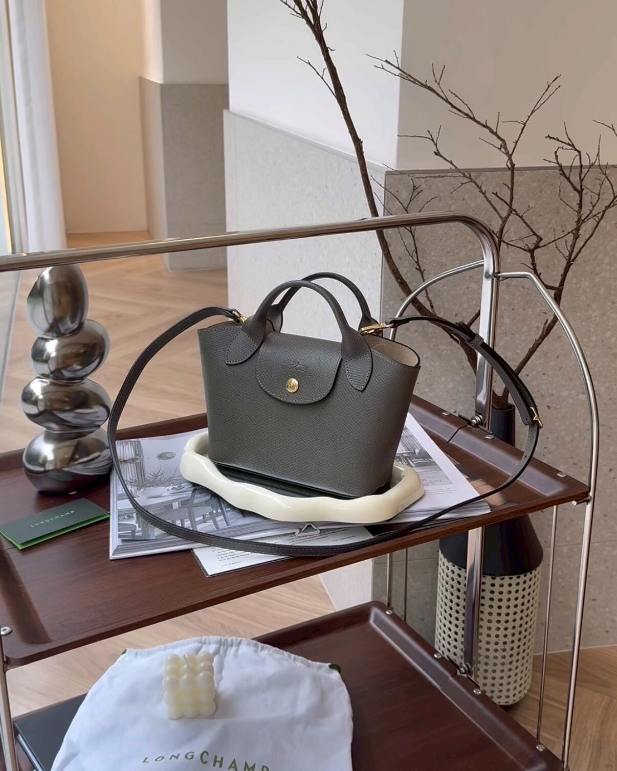 LONGCHAMP｜EPURE 元寶包 XS 斑鳩灰