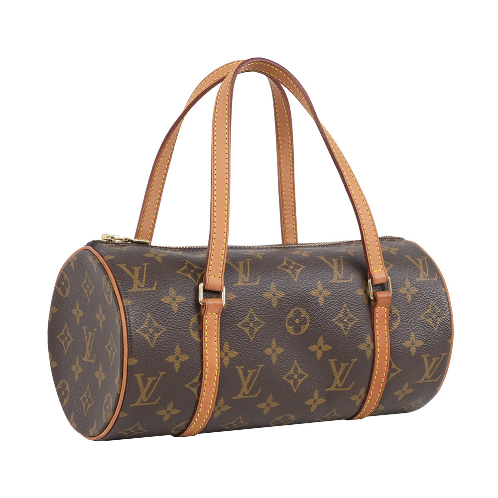 【Louis Vuitton】Papillon Monogram 帆布及牛皮手提包(棕色)