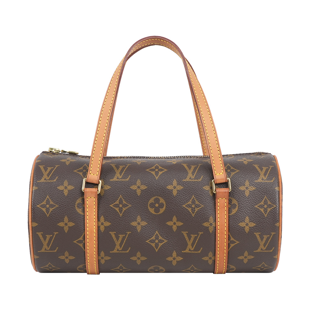 【Louis Vuitton】Papillon Monogram 帆布及牛皮手提包(棕色)