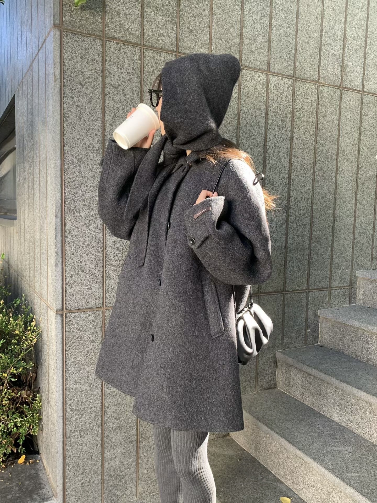 #228N616 冬日街頭氛圍 8-90  ຳ/｡手工羊毛傘擺中長大衣