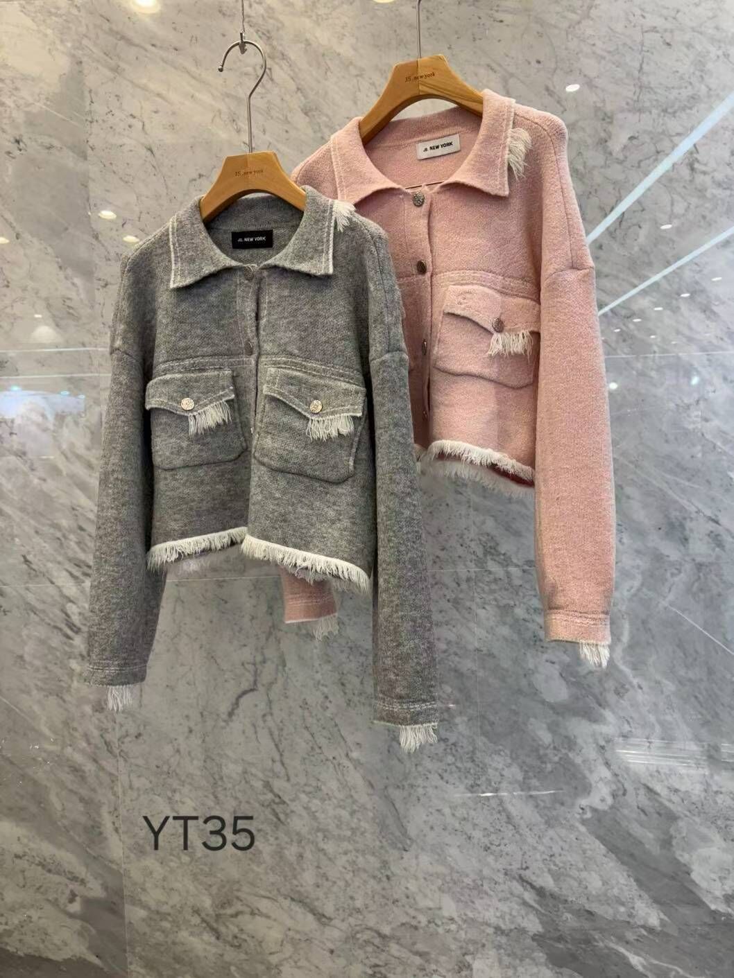 JN5210 排扣翻領蘇蘇雙口袋外套