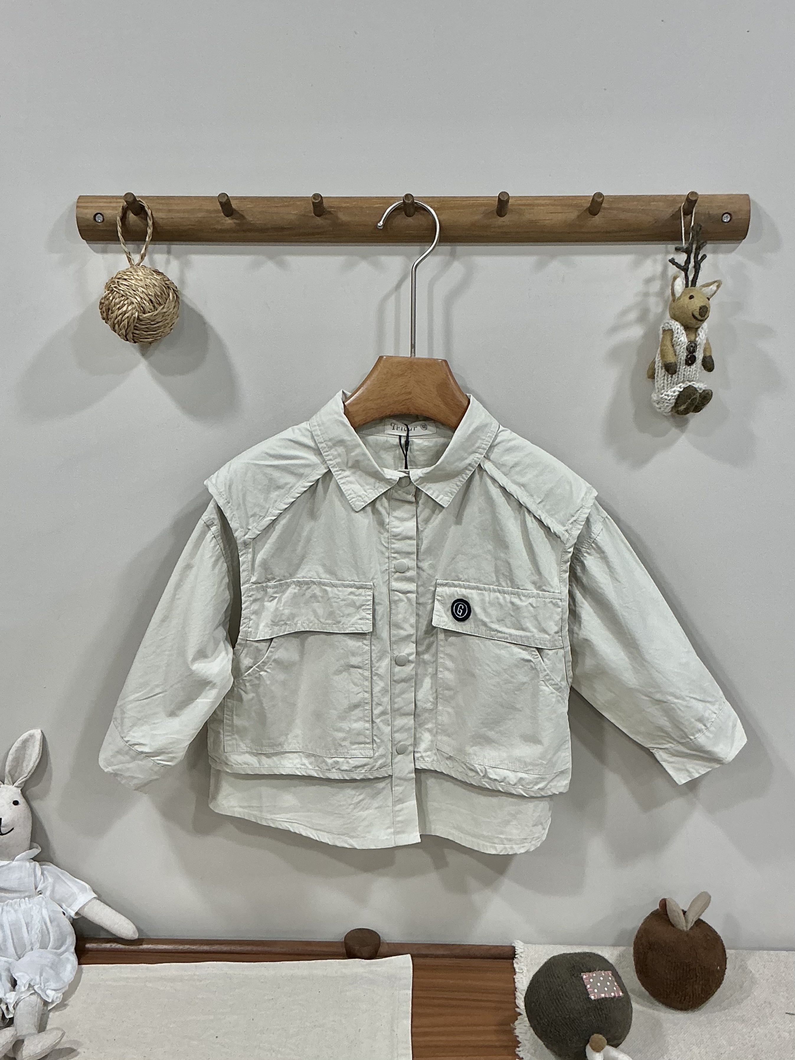 A03565布標假兩件襯衫