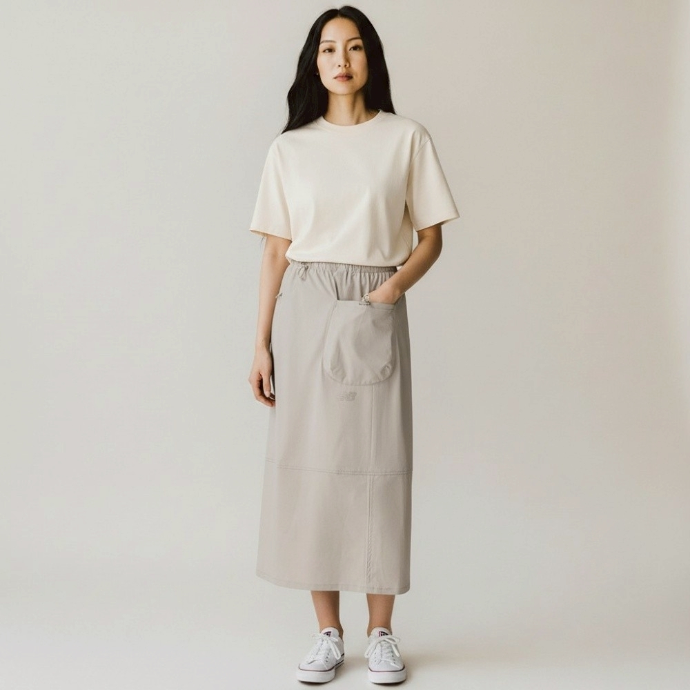 NEW BALANCE 長裙 NB SDS 杏色 口袋 工裝裙 女 NWF36222GR