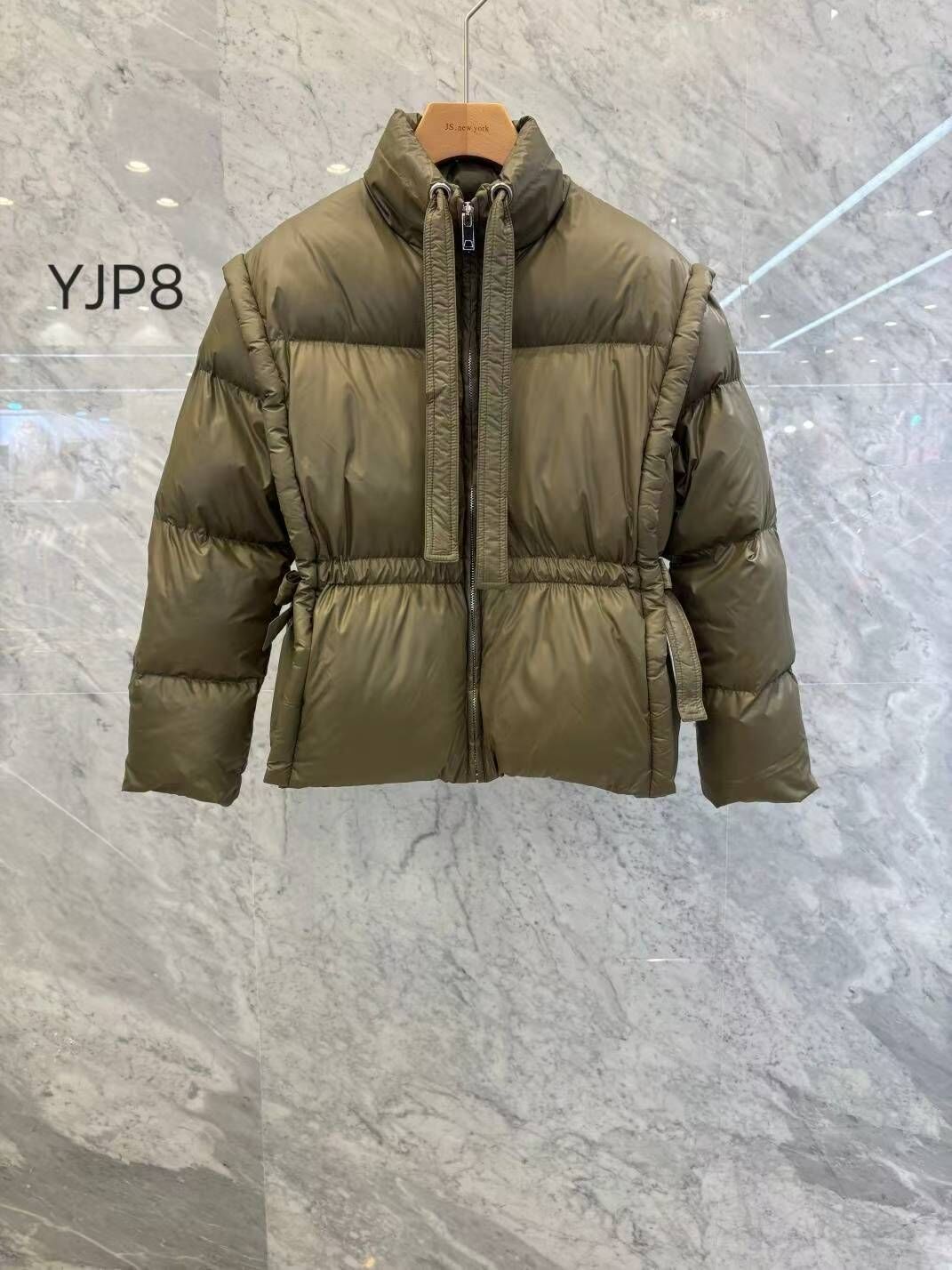 JN5219 兩側束腰拉鏈小企領外套