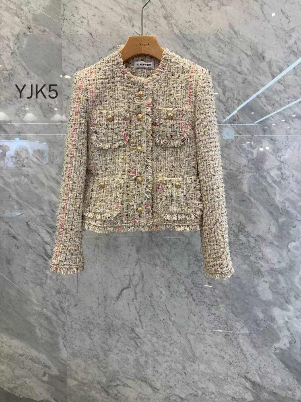 JN5225 名媛小香風金排扣外套