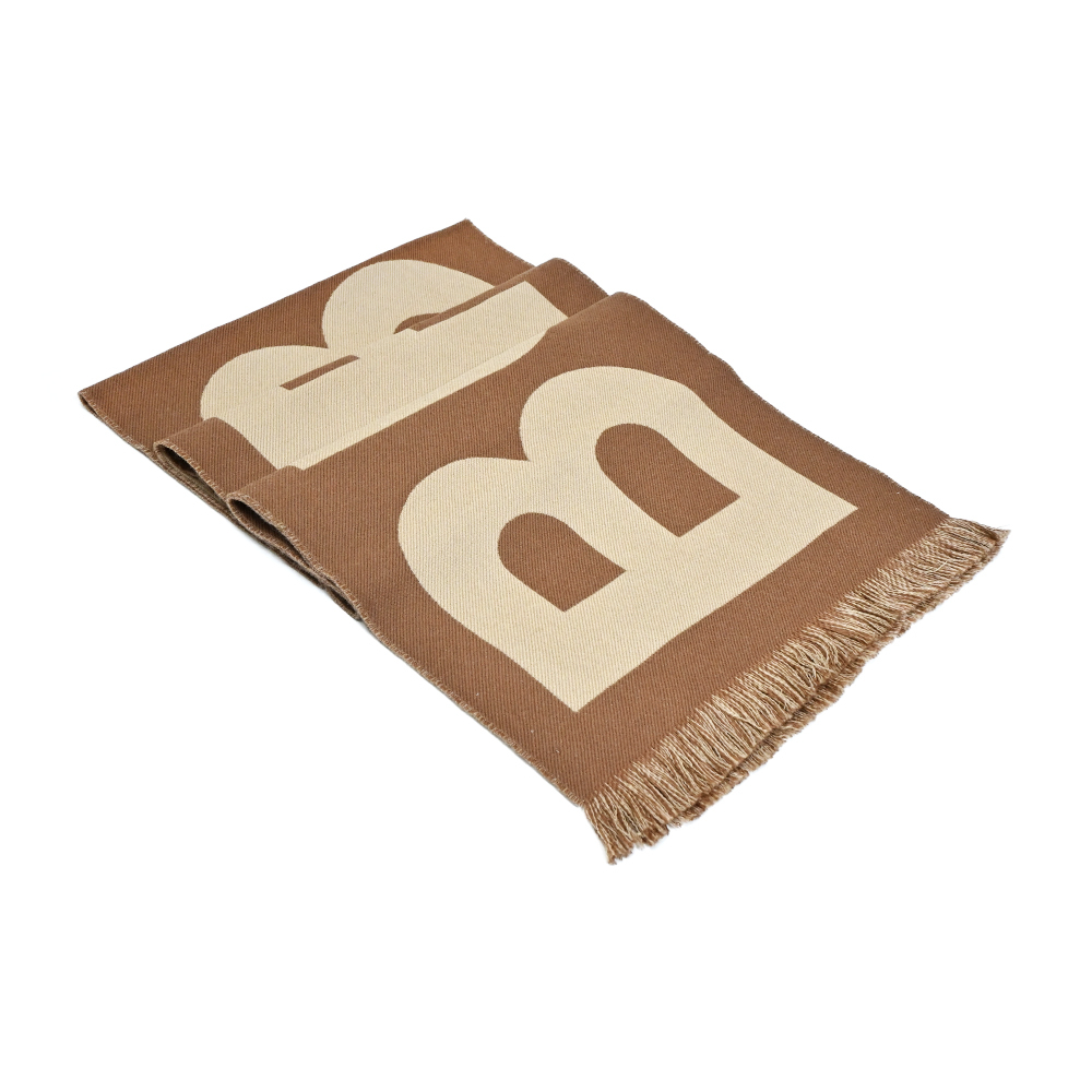 【JS’Maxx】BURBERRY 經典LOGO羊毛圍巾(奶茶)