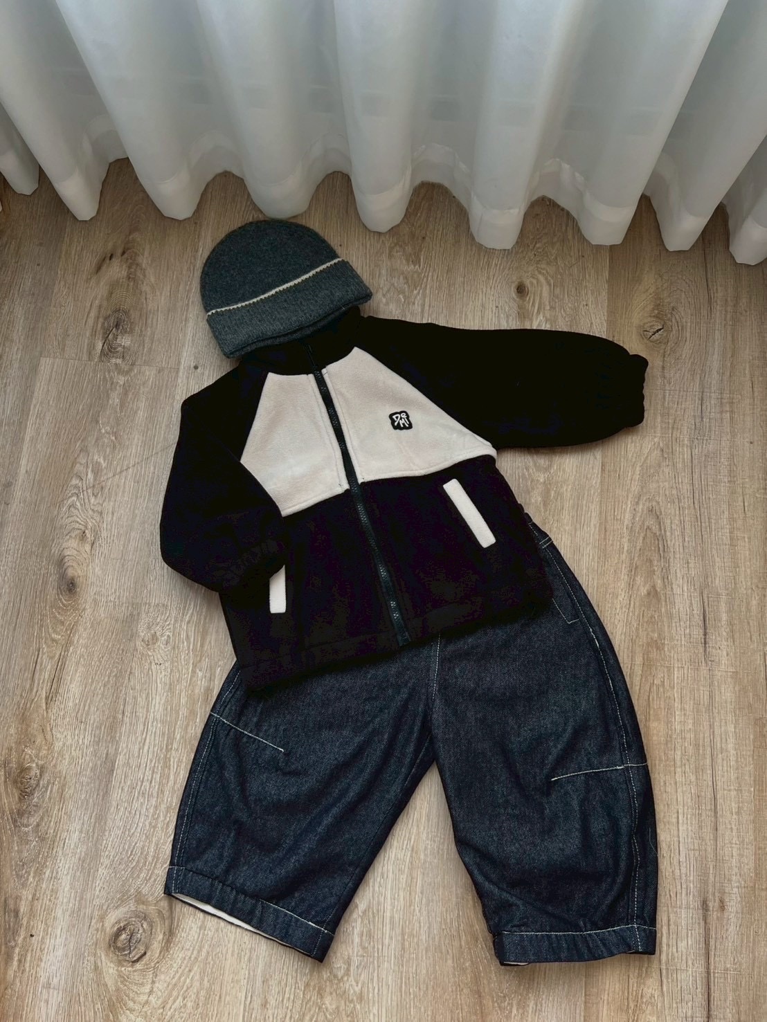 A03606內刷毛原色牛仔寬褲