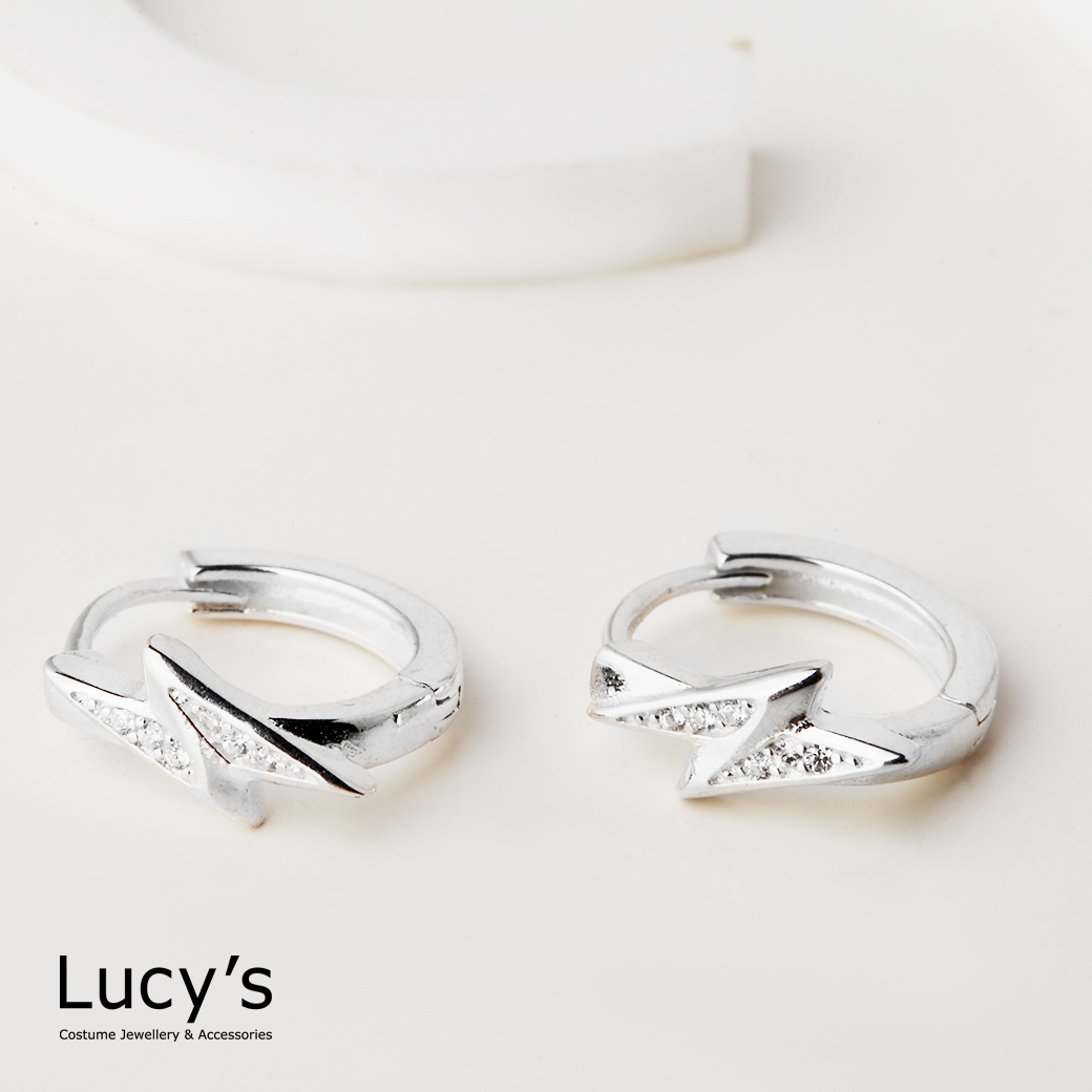 925純銀 閃電 易扣耳環 (125898)