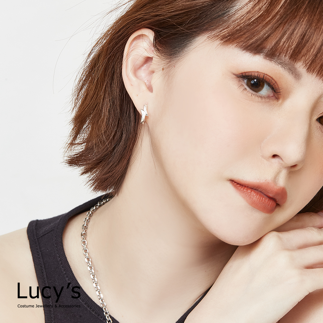 925純銀 閃電 易扣耳環 (125898)