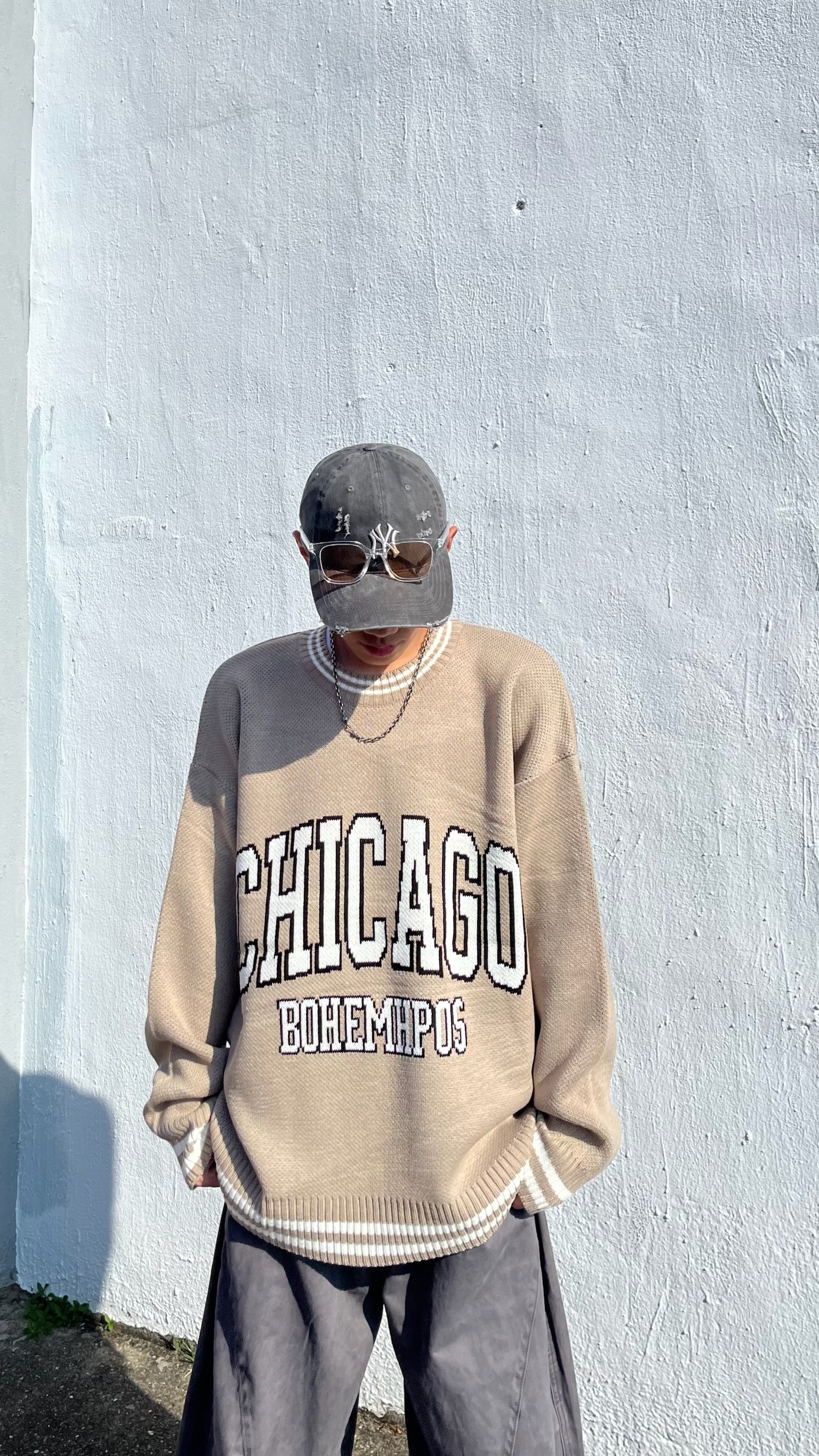 正韓 芝加哥復古毛衣 (2colors)