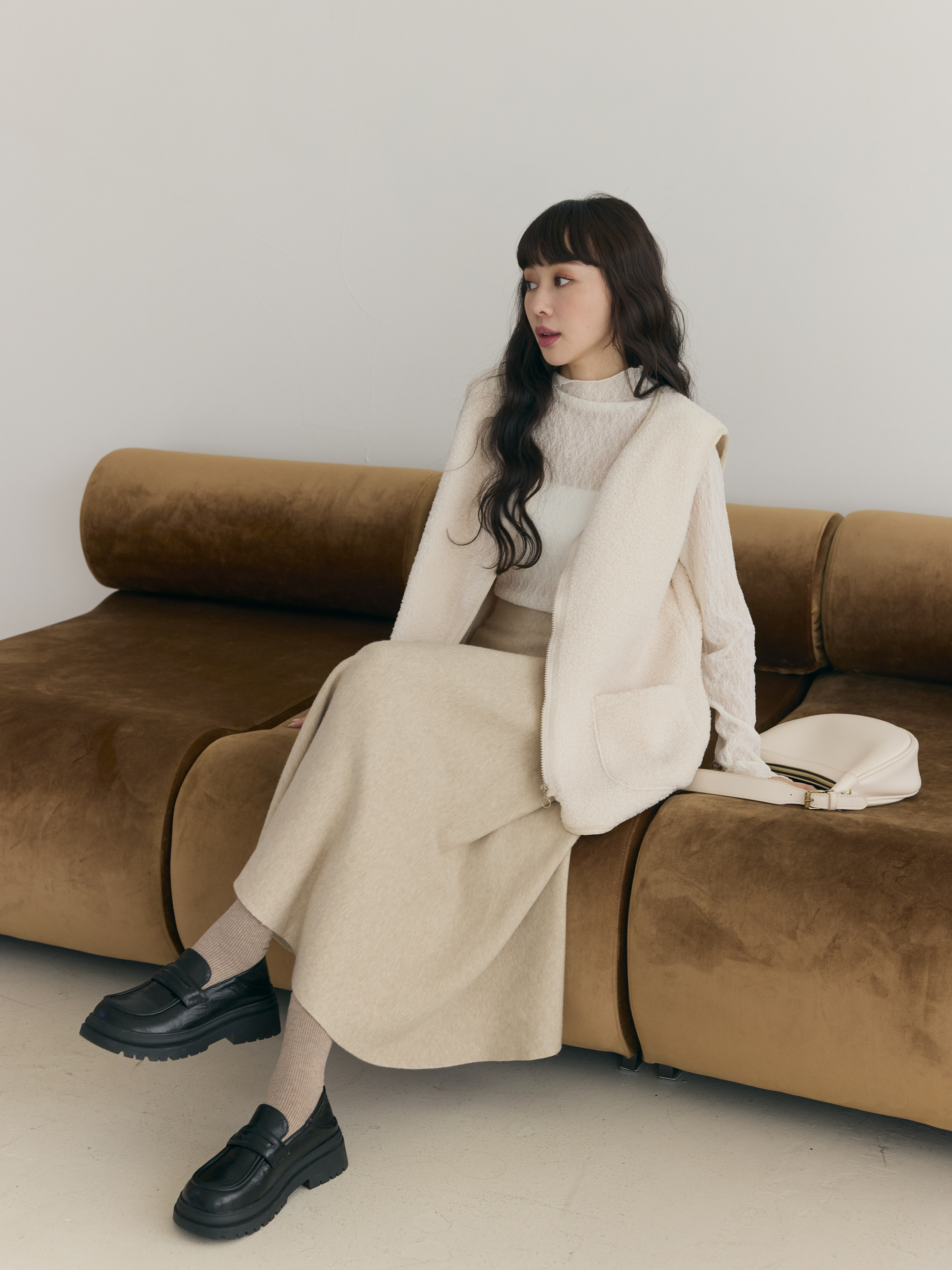 垂墜感彈性針織長裙